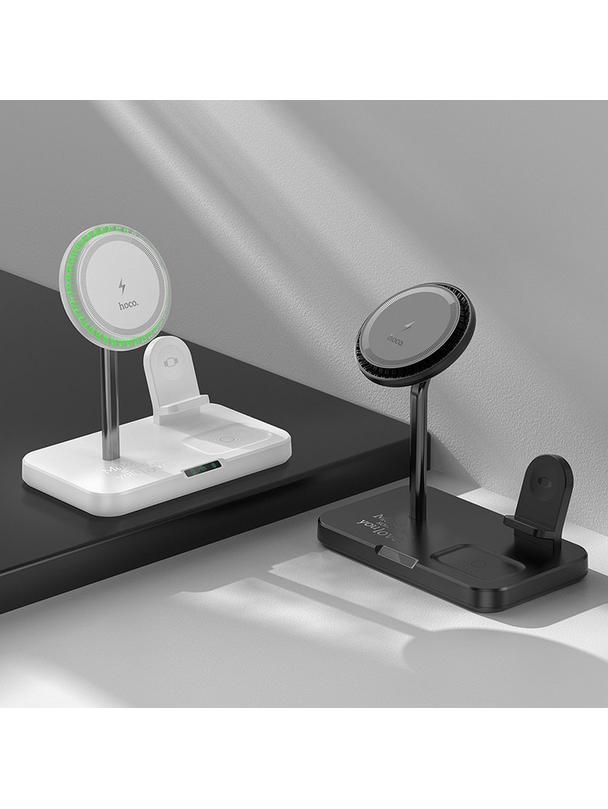 Ładowarka indukcyjna Hoco 3w1 3A 15W kompatybilna z Apple Watch CQ12 biała