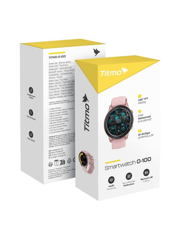 Smartwatch TITMO O-100 (TFT, bluetooth call) różowy 0INT