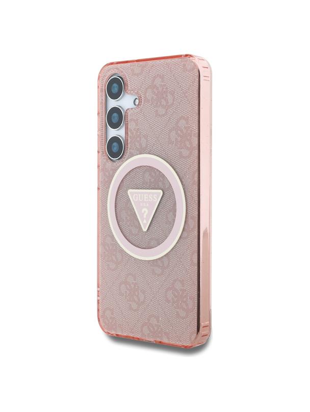 GUESS futerał do SAMSUNG S25 GUHMS25SHG4PRTGP (Magnetic IML Metal Glitter 4G Circle Triangle) różowy