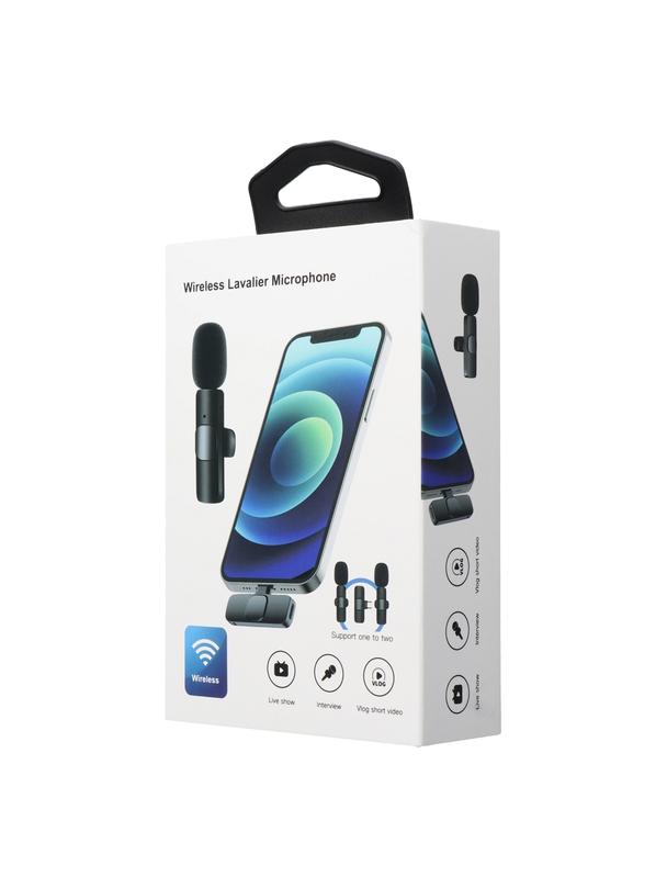 Mikrofon krawatowy bezprzewodowy Lightning podwójny (2 w zestawie) K1 czarny