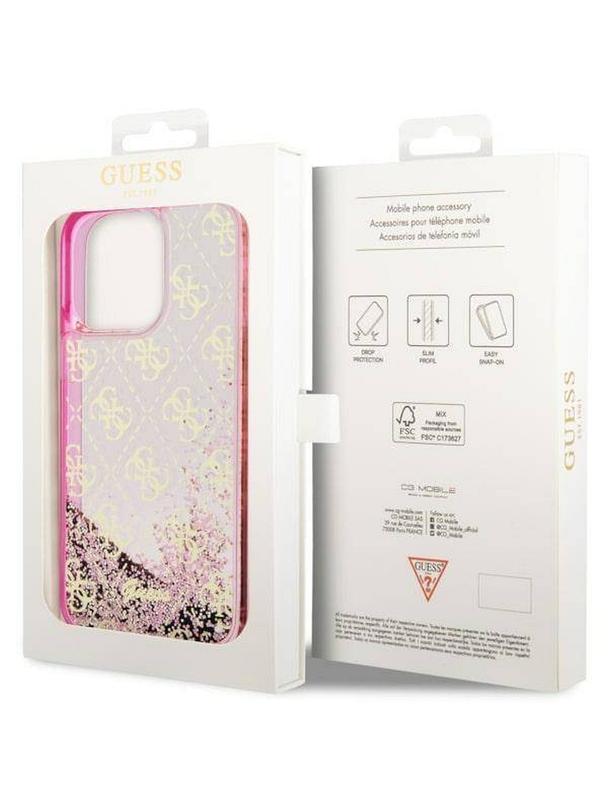 GUESS futerał do IPHONE 14 Pro GUHCP14LLC4PSGP (Liquid Glitter 4G Translucent) różowy