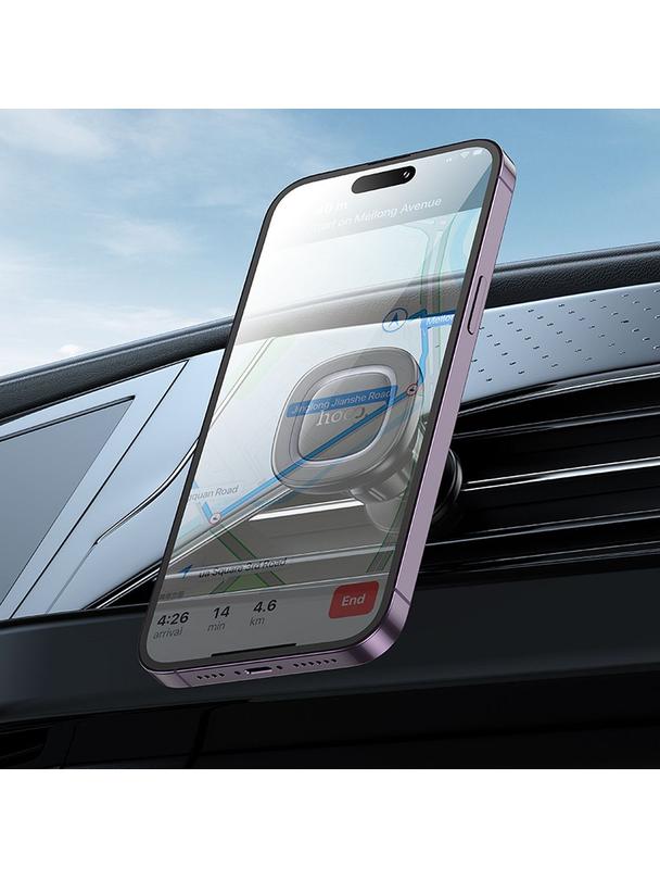 Uchwyt na telefon do samochodu magnetyczny Hoco do kratki H72 czarno szary