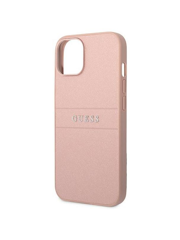 GUESS futerał do IPHONE 14 Plus GUHCP14MPSASBPI (Saffiano With Metal Logo) różowy