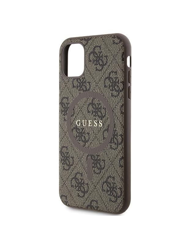 GUESS futerał do IPHONE 11 kompatybliny z MagSafe GUHMN61G4GFRW (4G Ring classic logo) brązowy