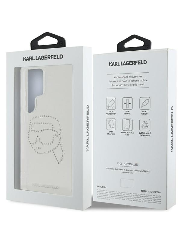 KARL LAGERFELD futerał do SAMSUNG S25 Ultra KLHCS25LHKHDCELT (IML Rhinestones K Head) transparentny