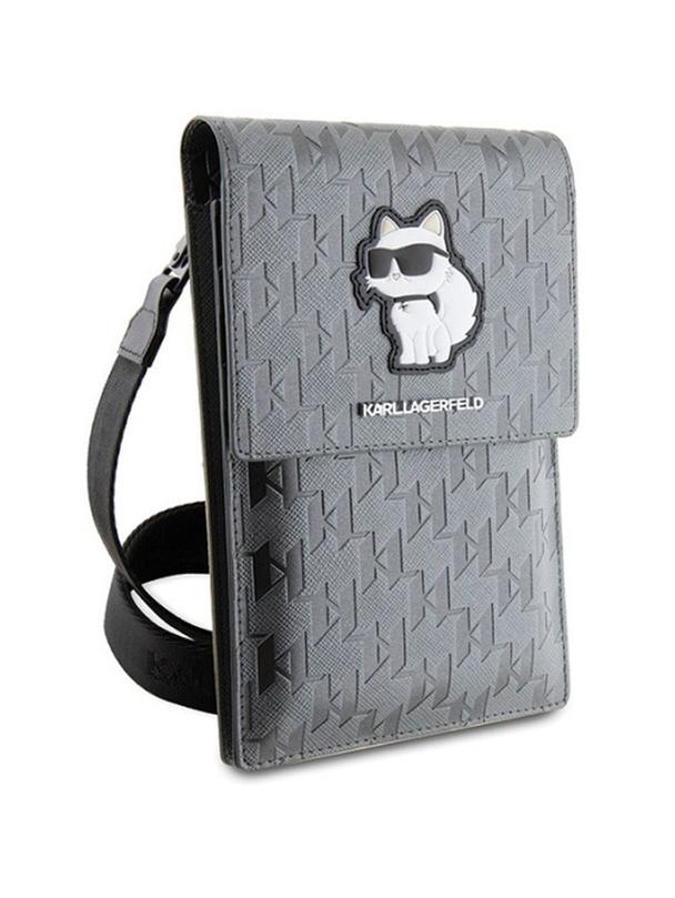 KARL LAGERFELD torebka uniwersalna na telefon KLWBSAKHPCG (Saffiano Mono Choupette) srebrny