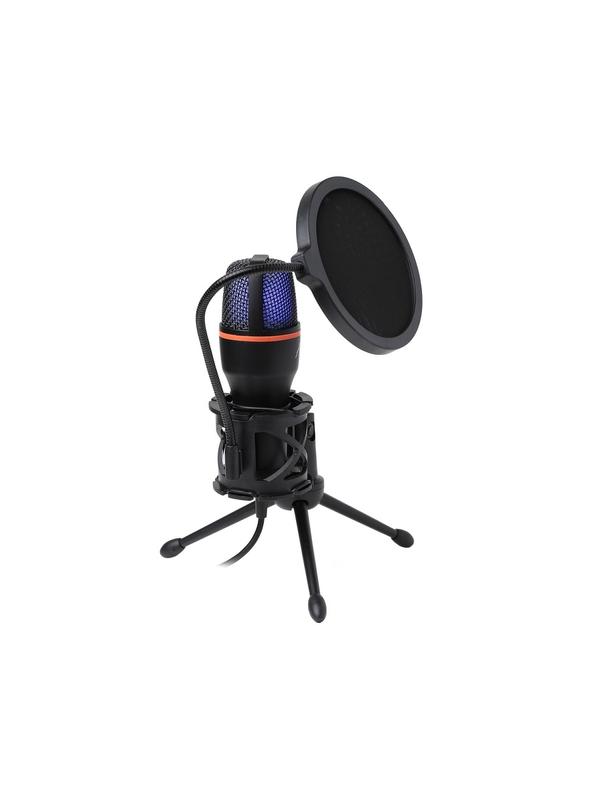 ART mikrofon pojemnościowy z membraną stojący podświetlany tripod AC-02 czarny