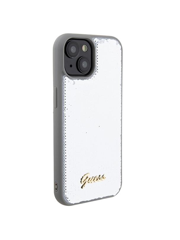GUESS futerał do IPHONE 13 / 14 / 15 GUHCP15SPSFDGSS (Sequin Script Metal) srebrny