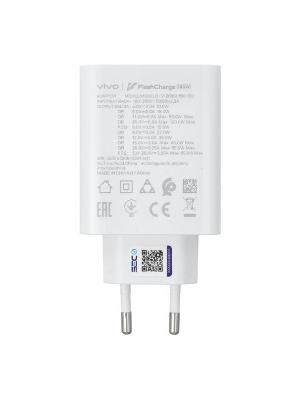 VIVO oryginalna ładowarka sieciowa Flash Charge USB C 3A 120W V12060L1B0 biała bulk