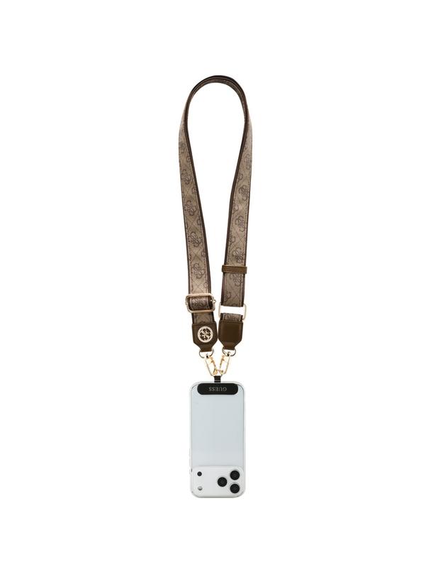 GUESS uniwesalny pasek GUUCNP4DGMW (4G PU Strap Tether Patch Strass Metal Logo) brązowy