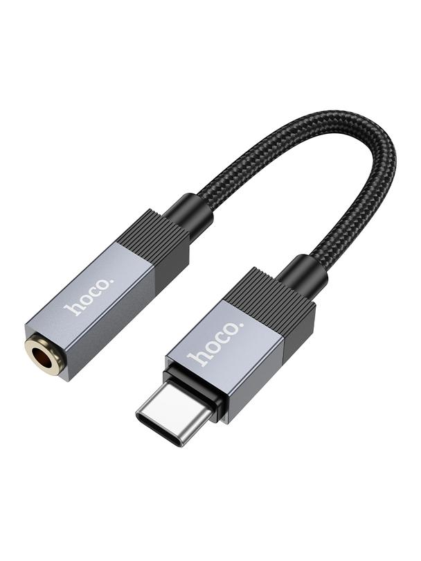Adapter AUX USB C (męski) do Jack 3,5 mm (żeński) Hoco UPA32C czarny
