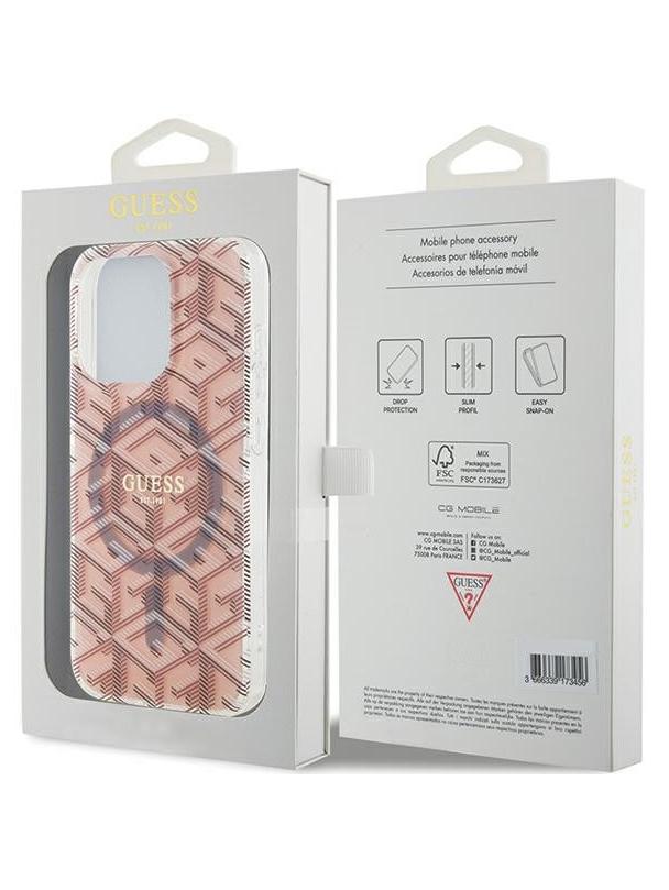 GUESS futerał do IPHONE 15 Pro Max kompatybilny z MagSafe GUHMP15XHGCUSTGP (IML GCUBE) różowy