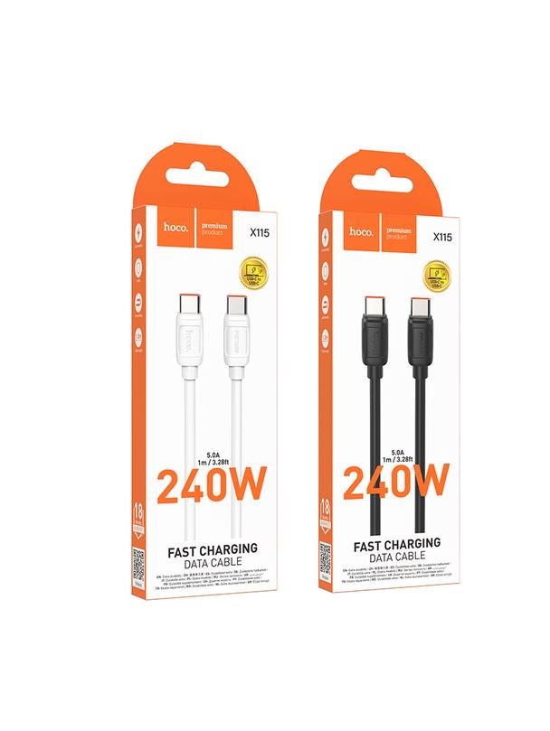 Kabel USB C do USB C Hoco PD 5A 240W 1 m X115 czarny