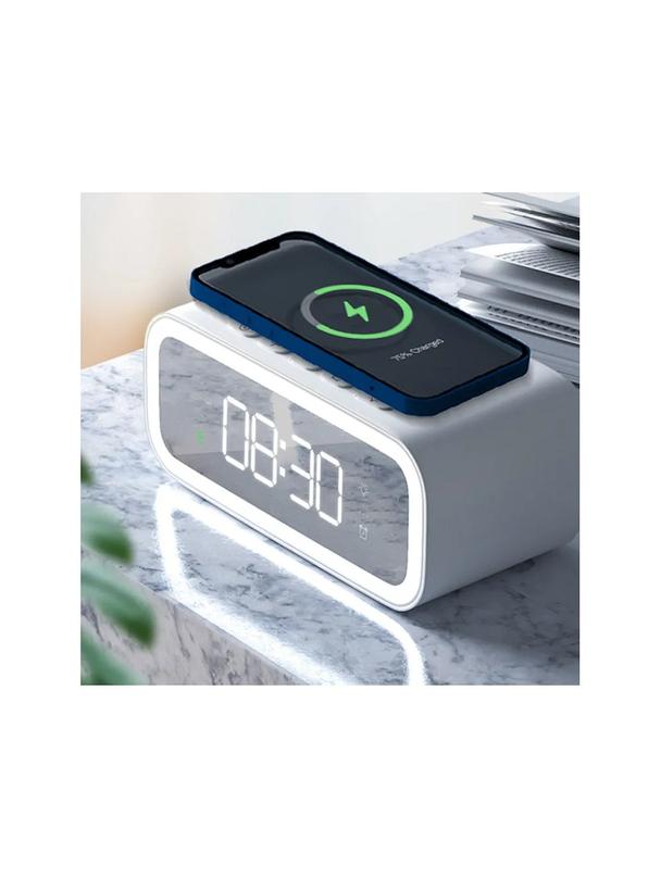 WiWU - Ładowarka bezprzewodowa z zegarem cyfrowym, budzikiem i podświetleniem nocnym Wi-W015