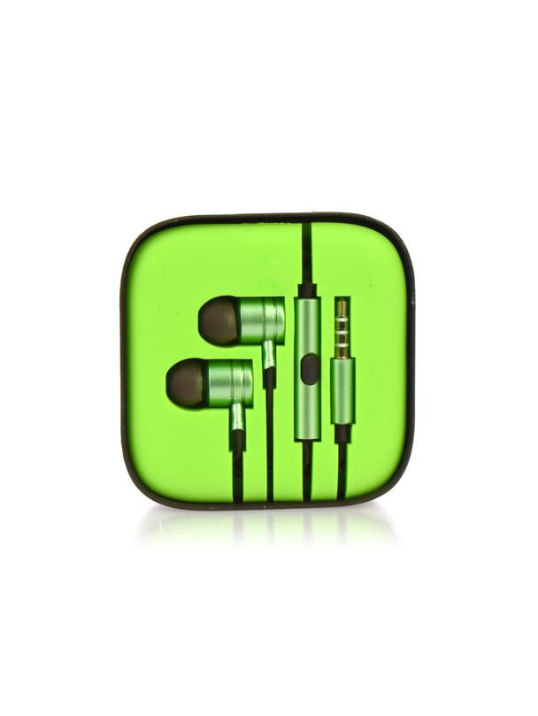 Słuchawki przewodowe Jack 3,5 mm z mikrofonem MI metal box limonka