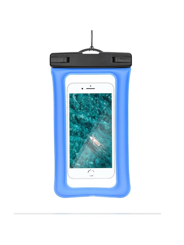 Etui na telefon uniwersalne wodoodporne z plastikowym zamknięciem AIRBAG niebieskie