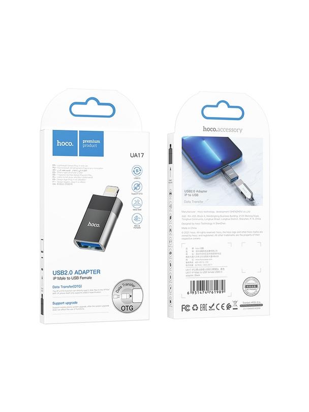Adapter OTG USB A do Lightning Hoco UA17 czarny