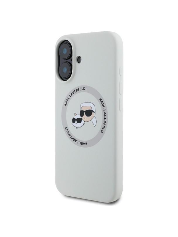 KARL LAGERFELD futerał do IPHONE 16 kompatybilny z MagSafe KLHMP16SSKCHTCE (Silicone KC Heads) beżowy