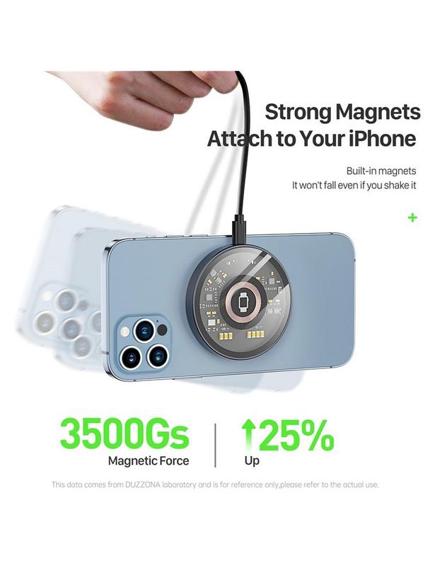 DUZZONA W13 - ładowarka indukcyjna kompatybilna z MagSafe 15W czarna