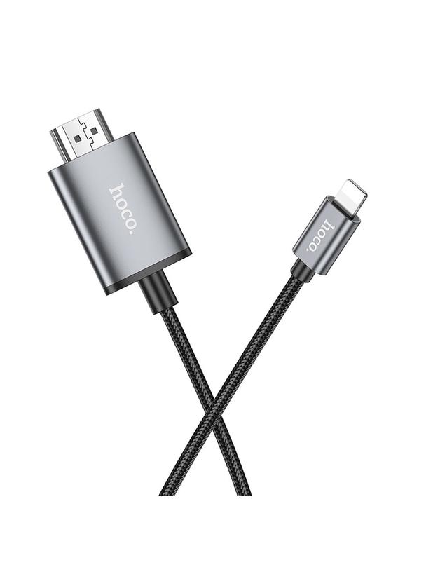 Kabel Lightning do HDMI Hoco 1080p 2 m UA27 stalowy szary