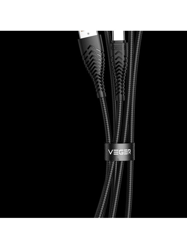 Kabel USB A do Typ C VEGER 2,4A V104 1,2 m czarny