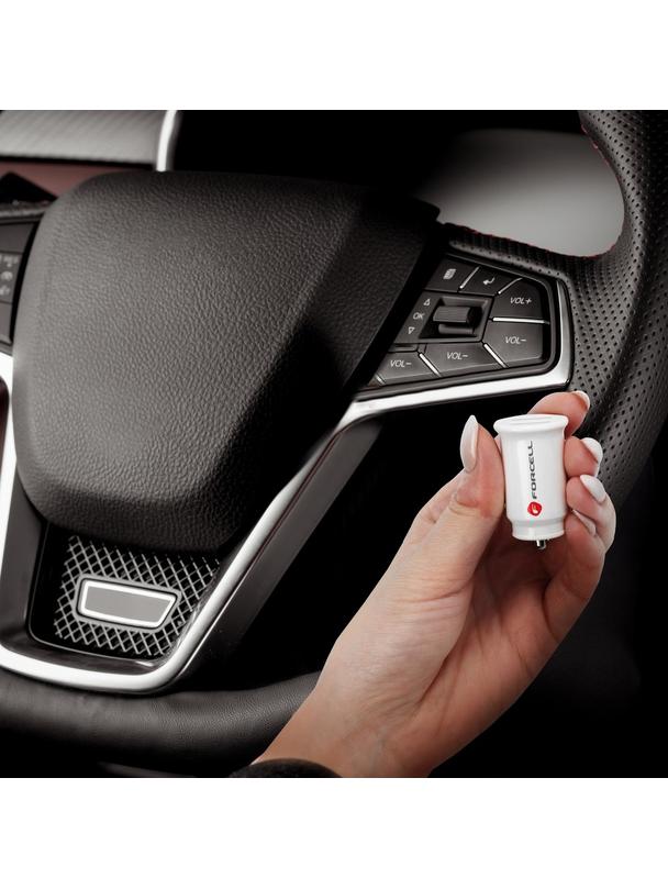 FORCELL ładowarka samochodowa Mini 2xUSB 3,1A biała CC-SJ02