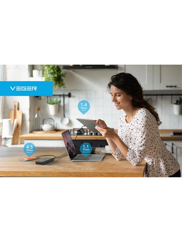 Powerbank Veger T100 (W2032C-100) PD QC3.0 5A 100W 20000 mAh czarny