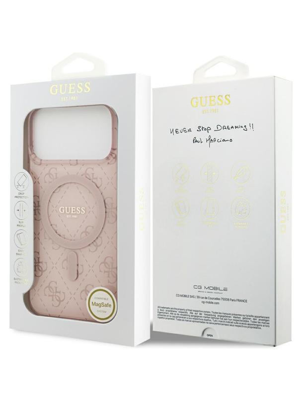 GUESS futerał do IPHONE 17 Pro kompatybilny z MagSafe GUHMP17LH4DTEP (IML 4G Background) różowy
