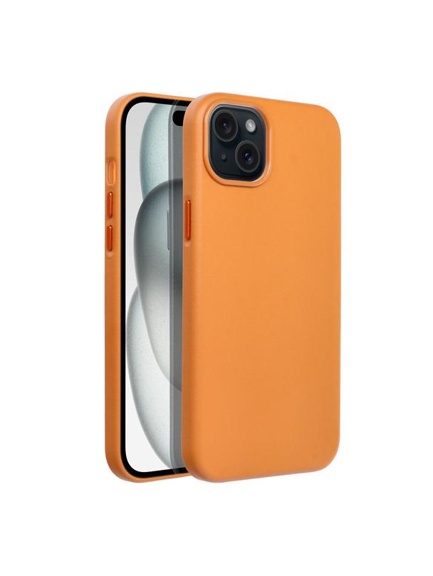 Futerał LEATHER MAG COVER kompatybilny z MagSafe do IPHONE 15 Plus pomarańczowy