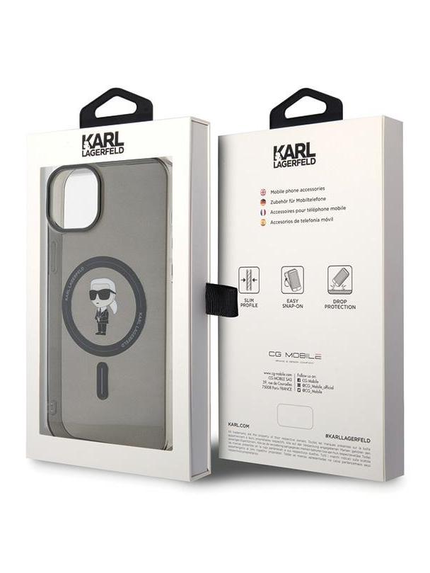 KARL LAGERFELD futerał do IPHONE 15 Plus KLHMP15MHFCKNOK (Ikonik + MAG) czarny