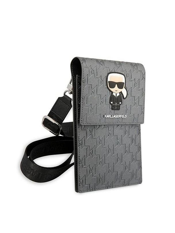 KARL LAGERFELD torebka uniwersalna na telefon KLWBSAMIPG (Monogram Ikonik Path) srebrny
