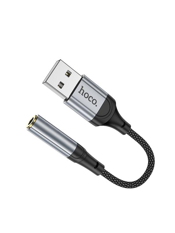 Adapter AUX USB A do Jack 3,5 mm Hoco 0,12 m LS36 czarny