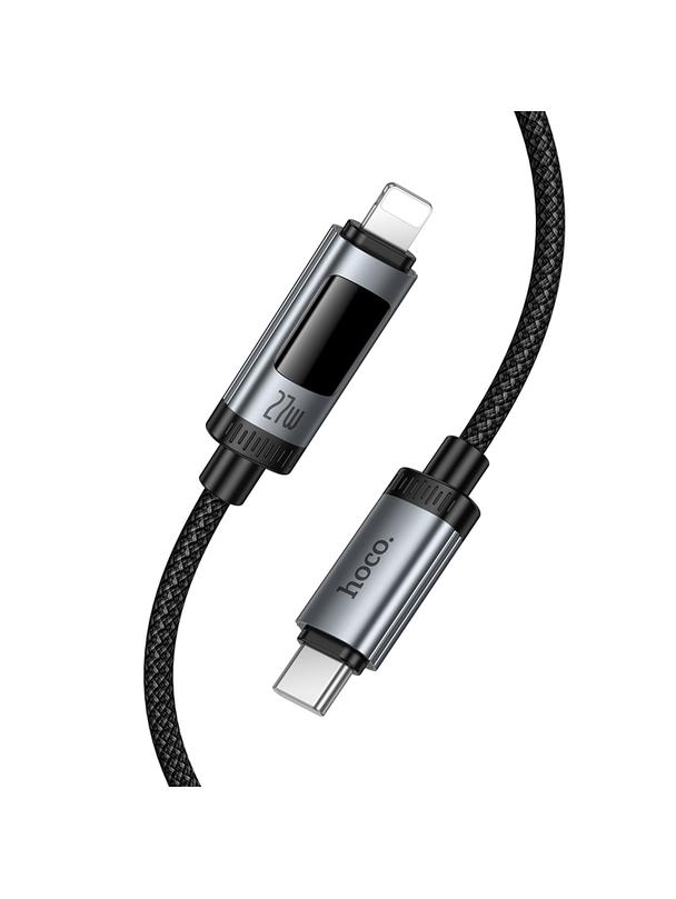 Kabel USB C do Lightning Hoco PD 27W 1,2 m z wyświetlaczem U148 czarny