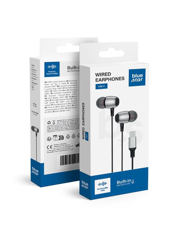 Słuchawki przewodowe douszne USB C (DAC) Blue Star M09C 1,2 m czarne