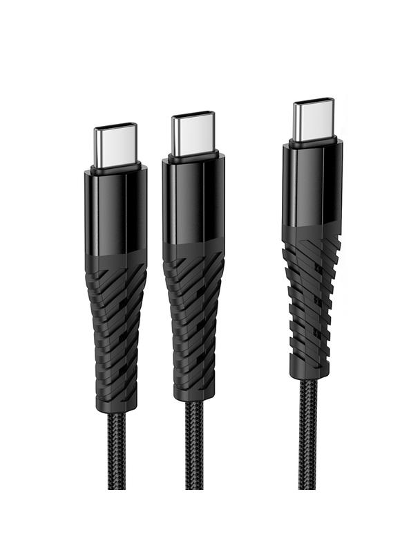 Kabel 2w1 USB C do USB C+C Hoco 1 m X123 czarny