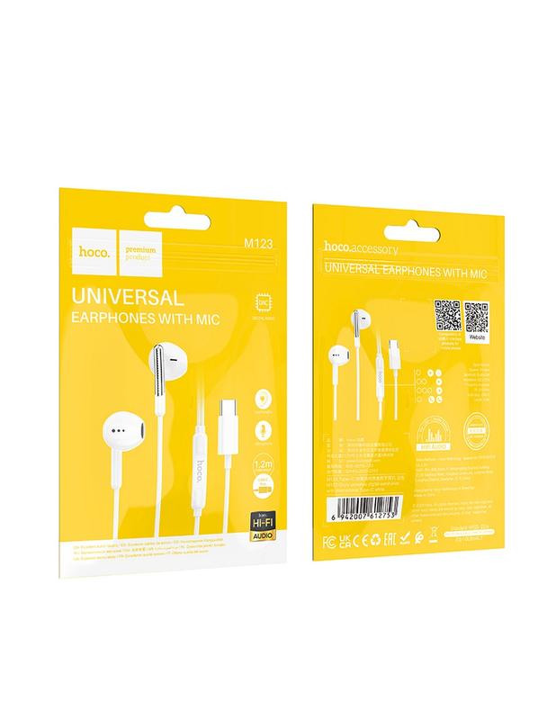 EOL Słuchawki przewodowe douszne USB C Hoco M123 białe