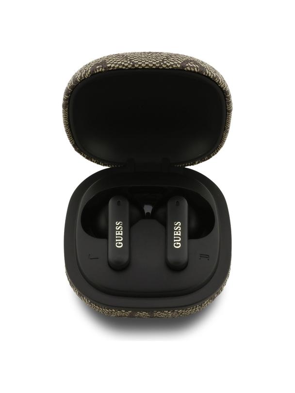 Słuchawki bezprzewodowe douszne Guess TWS ENC 4G Classic Metal Logo brązowe