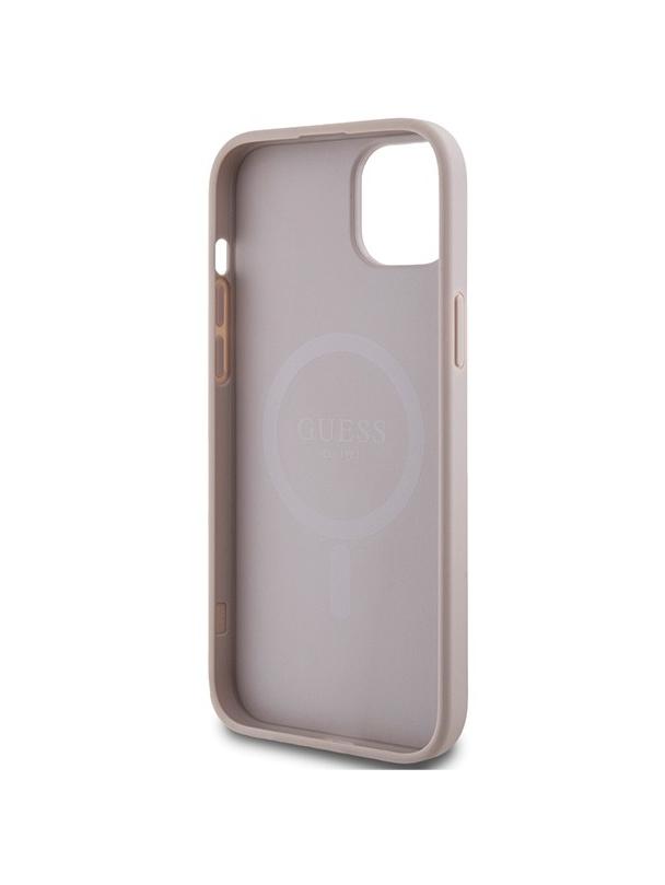 GUESS futerał do IPHONE 15 kompatybilny z MagSafe GUHMP15SG4GFRP (4G Ring classic logo) różowy