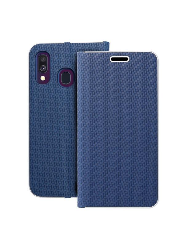 Kabura LUNA Book Carbon do SAMSUNG A40 niebieski