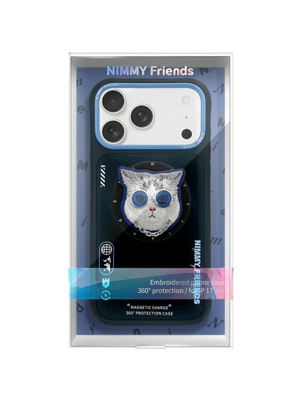 NIMMY futerał GLASSES COOL CAT kompatybilny z MagSafe do IPHONE 17 Pro czarno niebieski