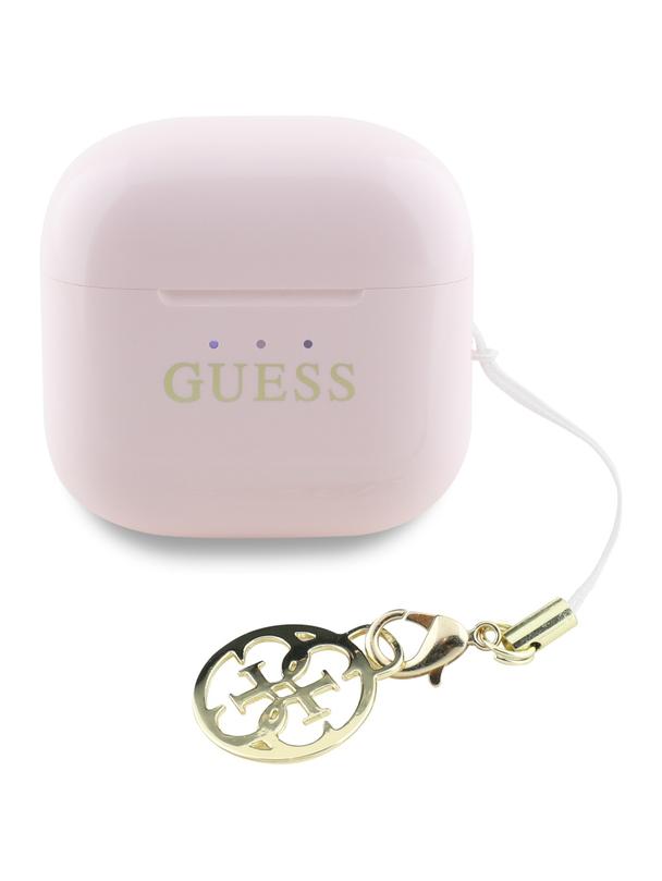 Słuchawki bezprzewodowe douszne Guess TWS Effect Printed Classic Logo & Charm różowe