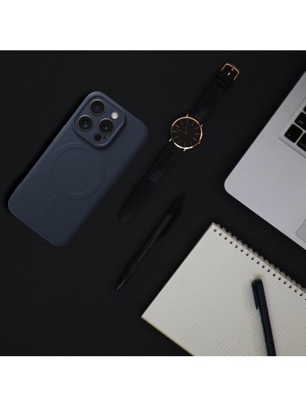 Futerał SILICONE MAG COVER kompatybilny z MagSafe do IPHONE 15 Pro Max tytanowy niebieski