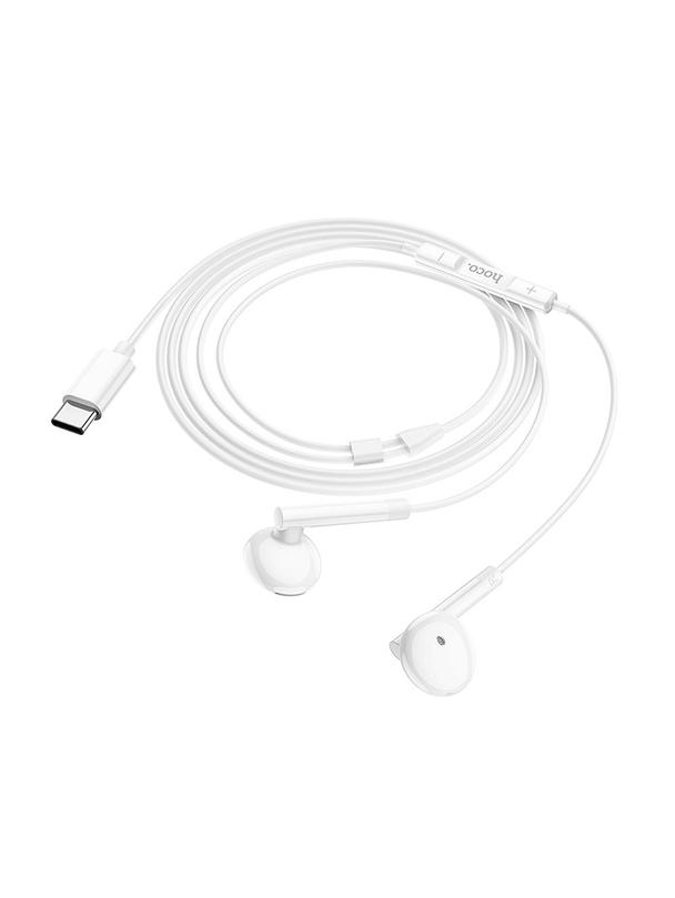 Słuchawki przewodowe douszne USB C Hoco M95 białe