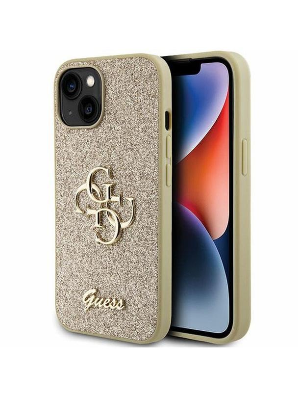 GUESS futerał do IPHONE 15 Plus GUHCP15MHG4SGD (Fixed Glitter Big 4G) złoty