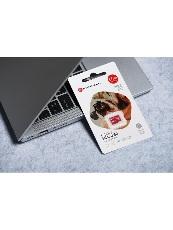Karta microSD 64GB U3 class 10 Forcell F-Data czerwona