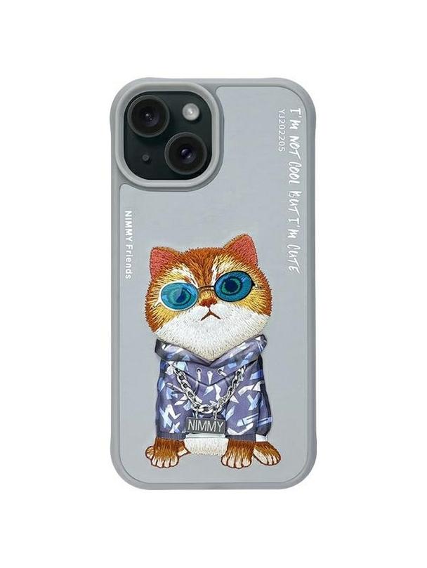 NIMMY futerał GLASSES COOL CAT do IPHONE 15 szary