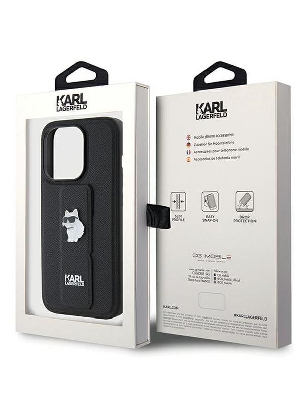 KARL LAGERFELD futerał do IPHONE 14 Pro Max KLHCP14XGSACHPK (Gripstand Saffiano choupette PIN) czarny