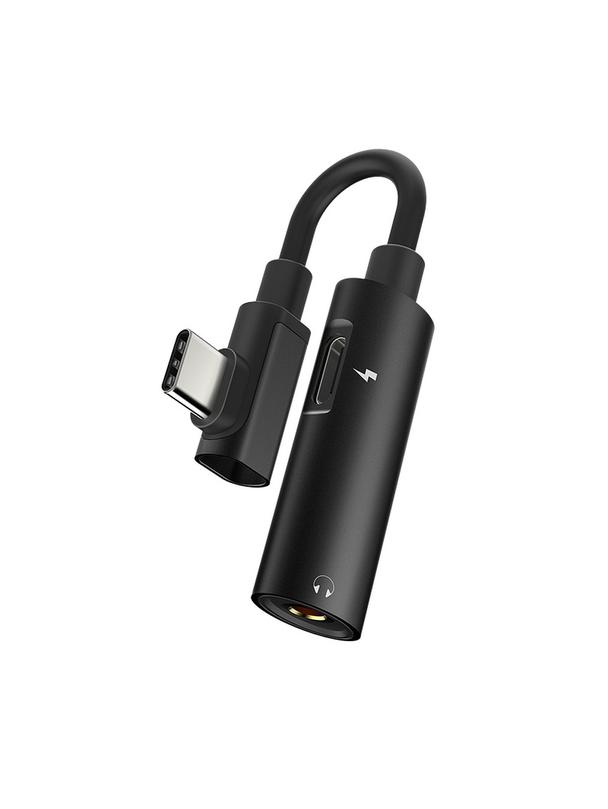 Adapter AUX 2w1 USB C do Jack 3,5 mm / USB C Hoco LS19 czarny