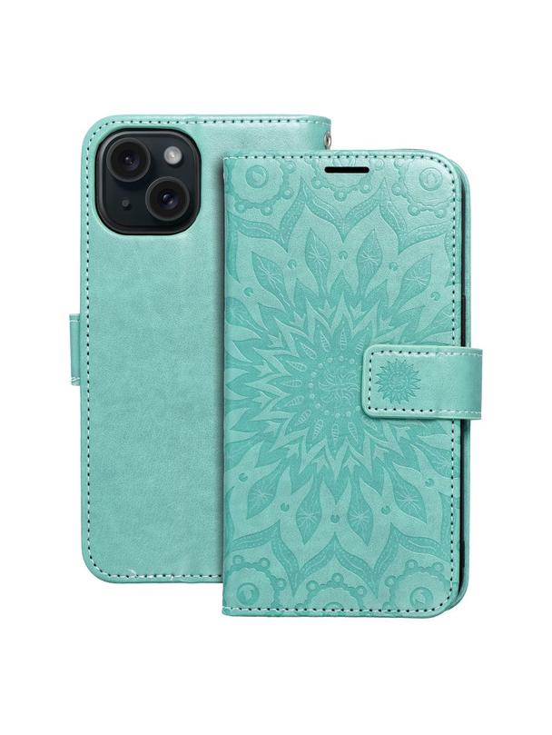 Kabura MEZZO Book do IPHONE 15 mandala zielony