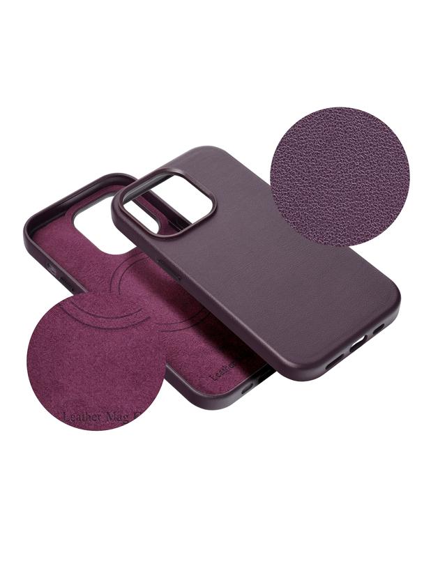 Futerał LEATHER MAG COVER kompatybilny z MagSafe do IPHONE 14 Plus ciemny fioletowy